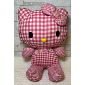 Vintage Hello Kitty Plush Pink Gingham Check Sanrio 2010 Jakks Pacific Stuffed